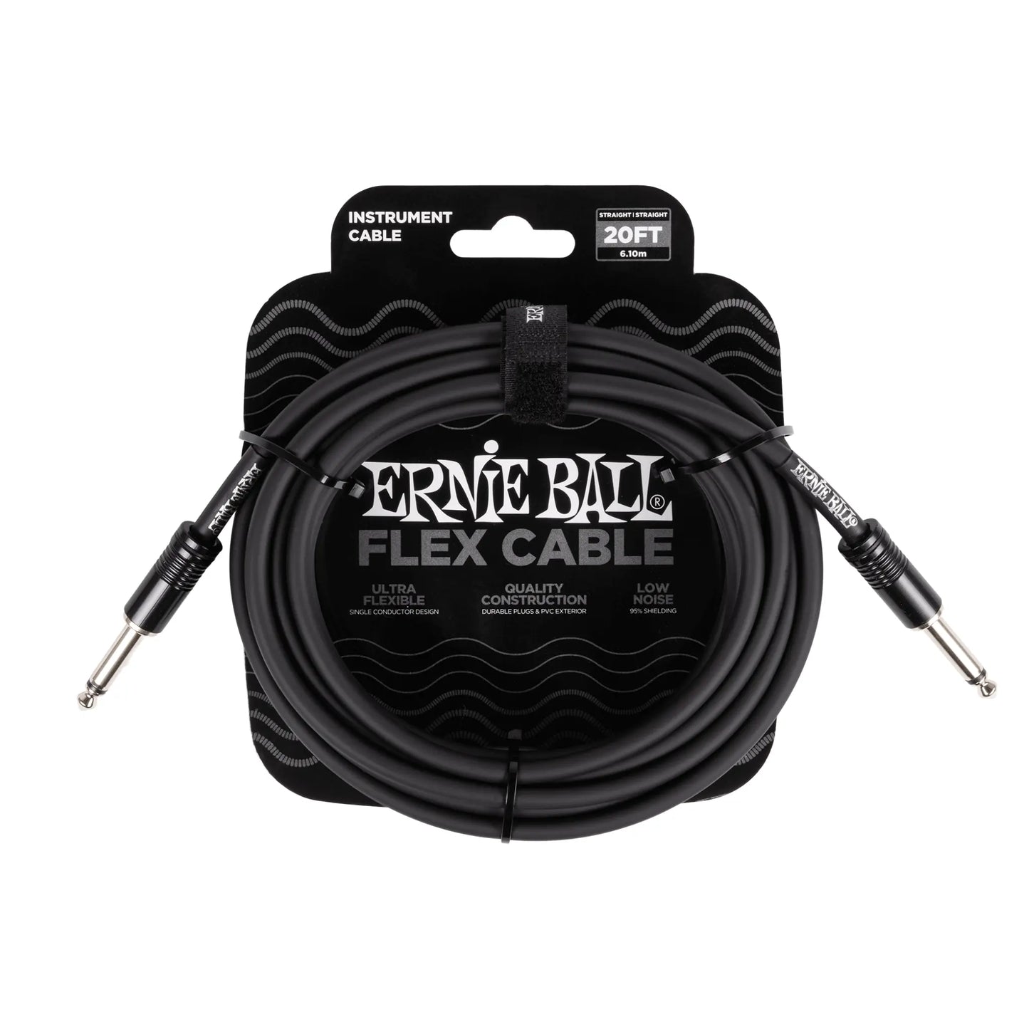 Flex Instrument Cable Straight/Straight 20ft - Black Guitar Accessories Ernie Ball Art of Guitar