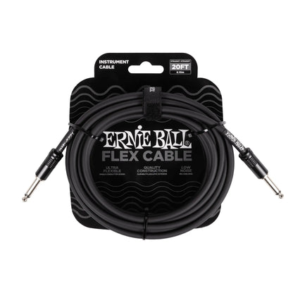 Flex Instrument Cable Straight/Straight 20ft - Black Guitar Accessories Ernie Ball Art of Guitar