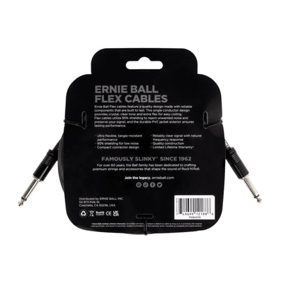 Flex Instrument Cable Straight/Straight 20ft - Black Guitar Accessories Ernie Ball Art of Guitar