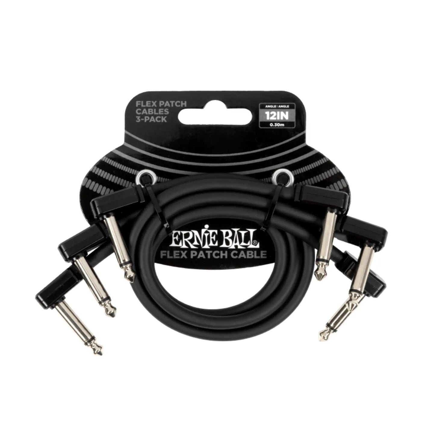 Flex Patch Cable 12in - Black - 3 Pack Guitar Accessories Ernie Ball Art of Guitar