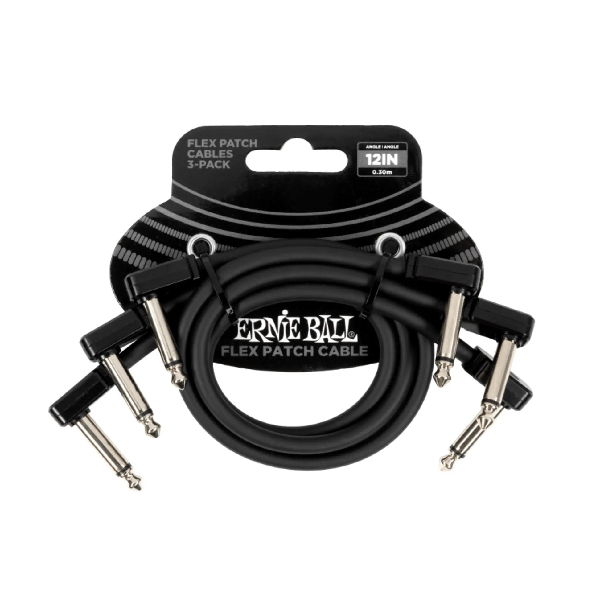 Flex Patch Cable 12in - Black - 3 Pack Guitar Accessories Ernie Ball Art of Guitar