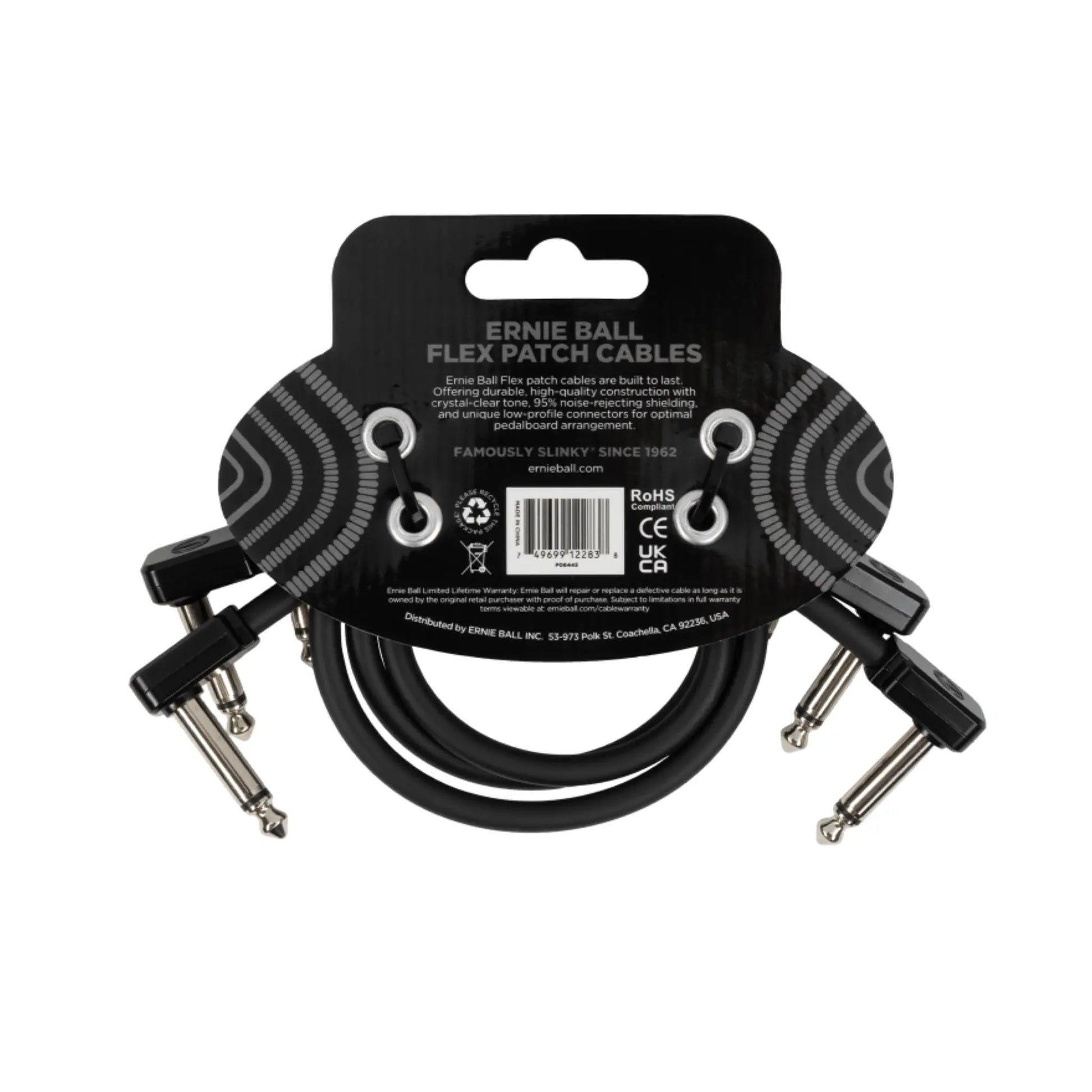 Flex Patch Cable 12in - Black - 3 Pack Guitar Accessories Ernie Ball Art of Guitar