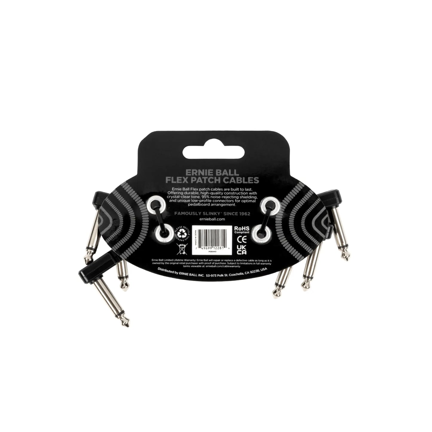 Flex Patch Cable 3in - Black - 3 Pack Guitar Accessories Ernie Ball Art of Guitar