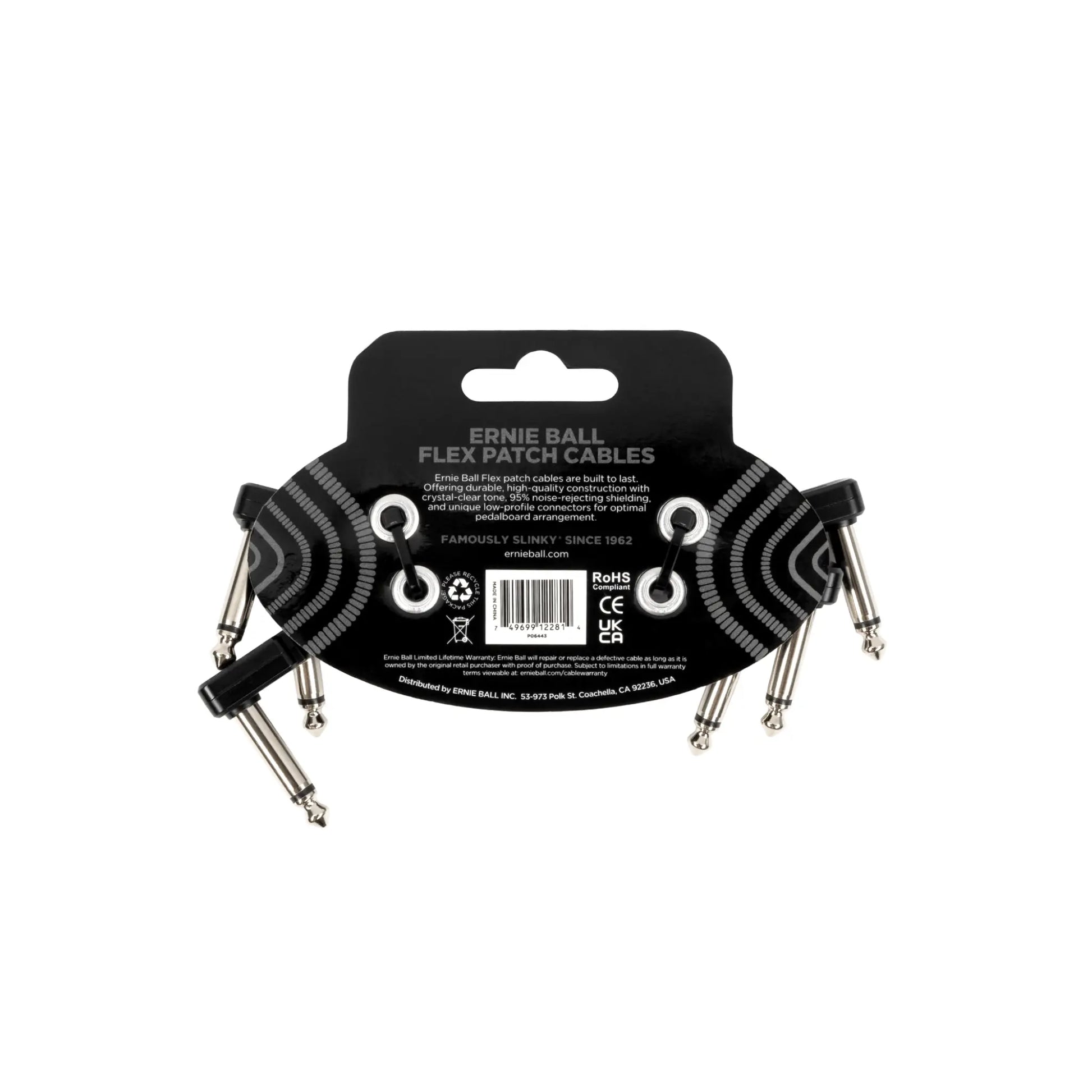 Flex Patch Cable 3in - Black - 3 Pack Guitar Accessories Ernie Ball Art of Guitar