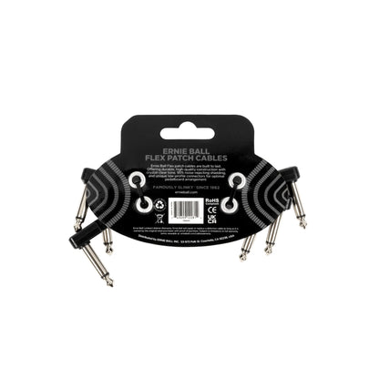 Flex Patch Cable 3in - Black - 3 Pack Guitar Accessories Ernie Ball Art of Guitar