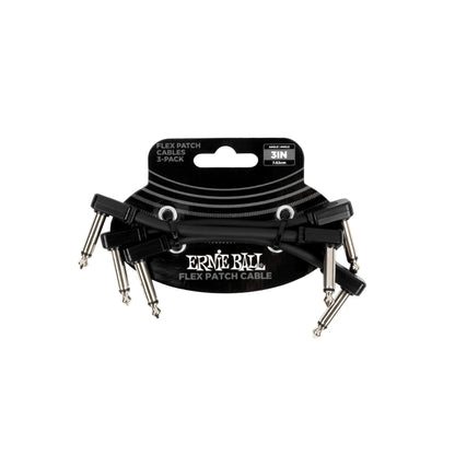Flex Patch Cable 3in - Black - 3 Pack Guitar Accessories Ernie Ball Art of Guitar