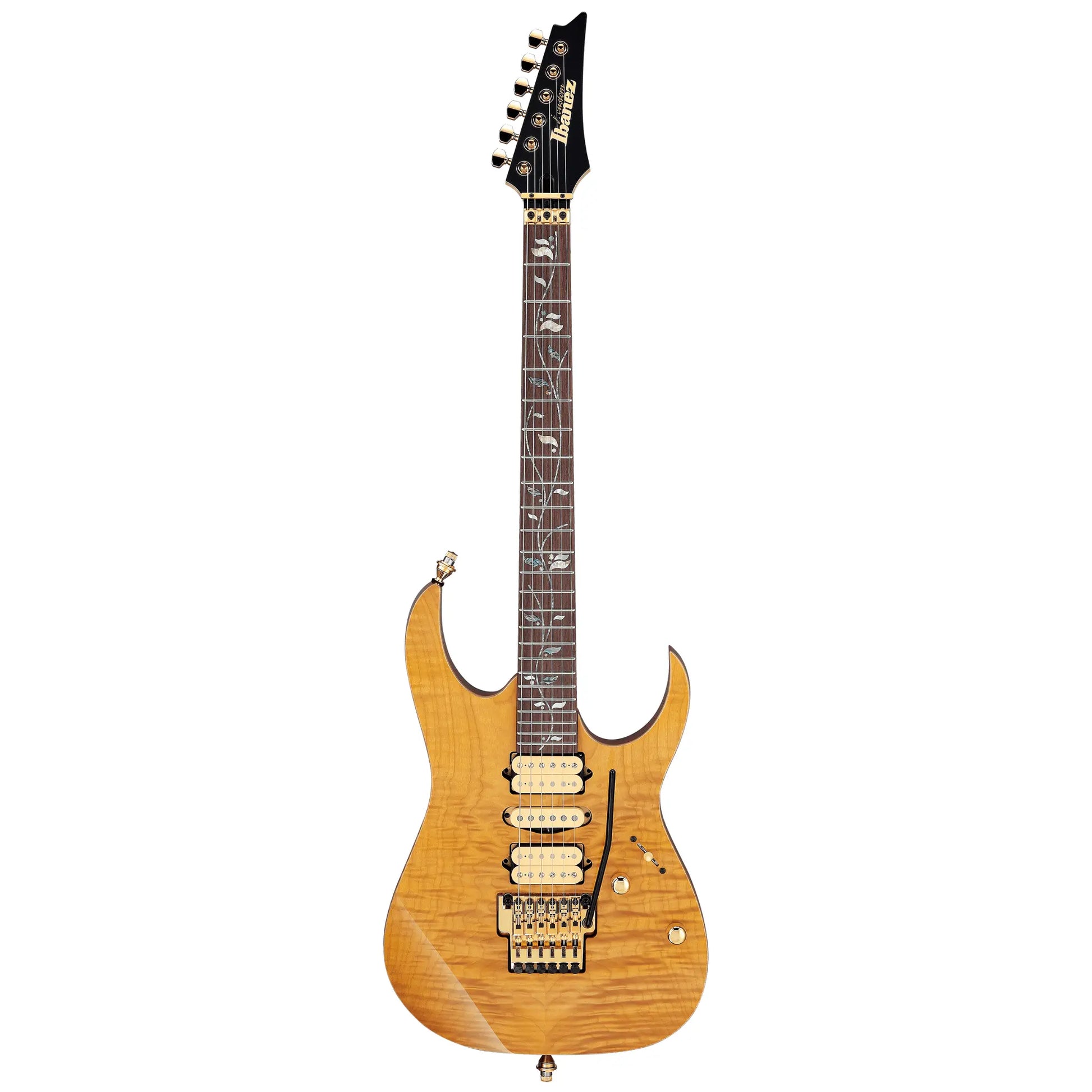 Ibanez RG8570EM j.custom – Natural Exotic Maple Top – Super Wizard Maple/Wenge Neck, DiMarzio HSH Pickups Electric Guitars Ibanez Art of Guitar