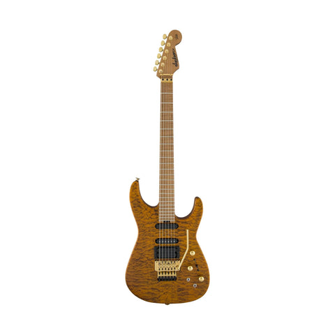 Jackson USA Signature Phil Collen PC1™ Satin Stain, Caramelized Flame Maple Fingerboard, Satin Transparent Amber Electric Guitars Jackson Art of Guitar