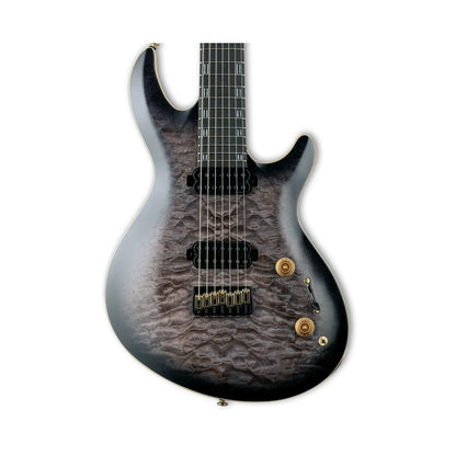 LTD JR-7 Javier Reyes – Faded Blue Sunburst – Fishman Fluence Javier Reyes Open Core Pickups, 7-String Electric Guitars LTD Art of Guitar