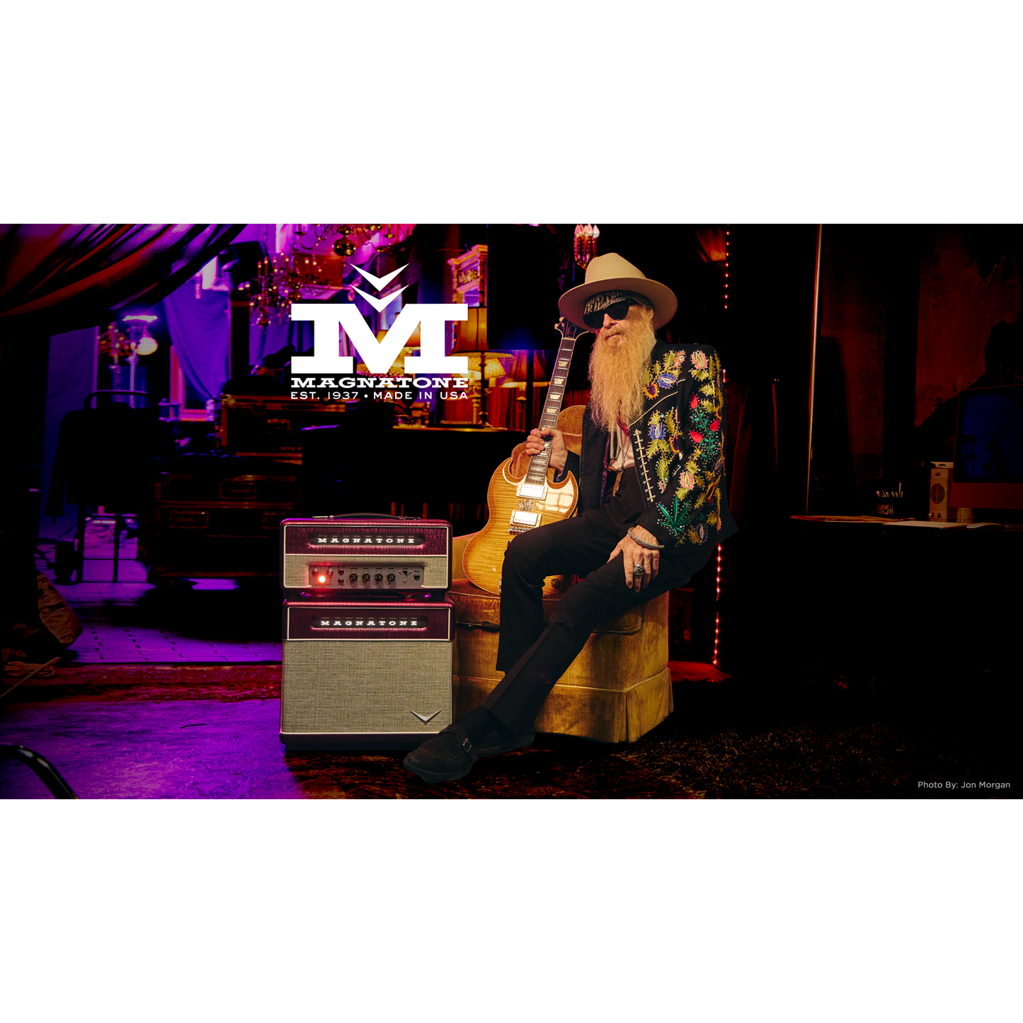 Magnatone Billy Gibbons Signature Baby M-80 Head Chrome Grape Electric Guitar Amplifiers Magnatone Art of Guitar