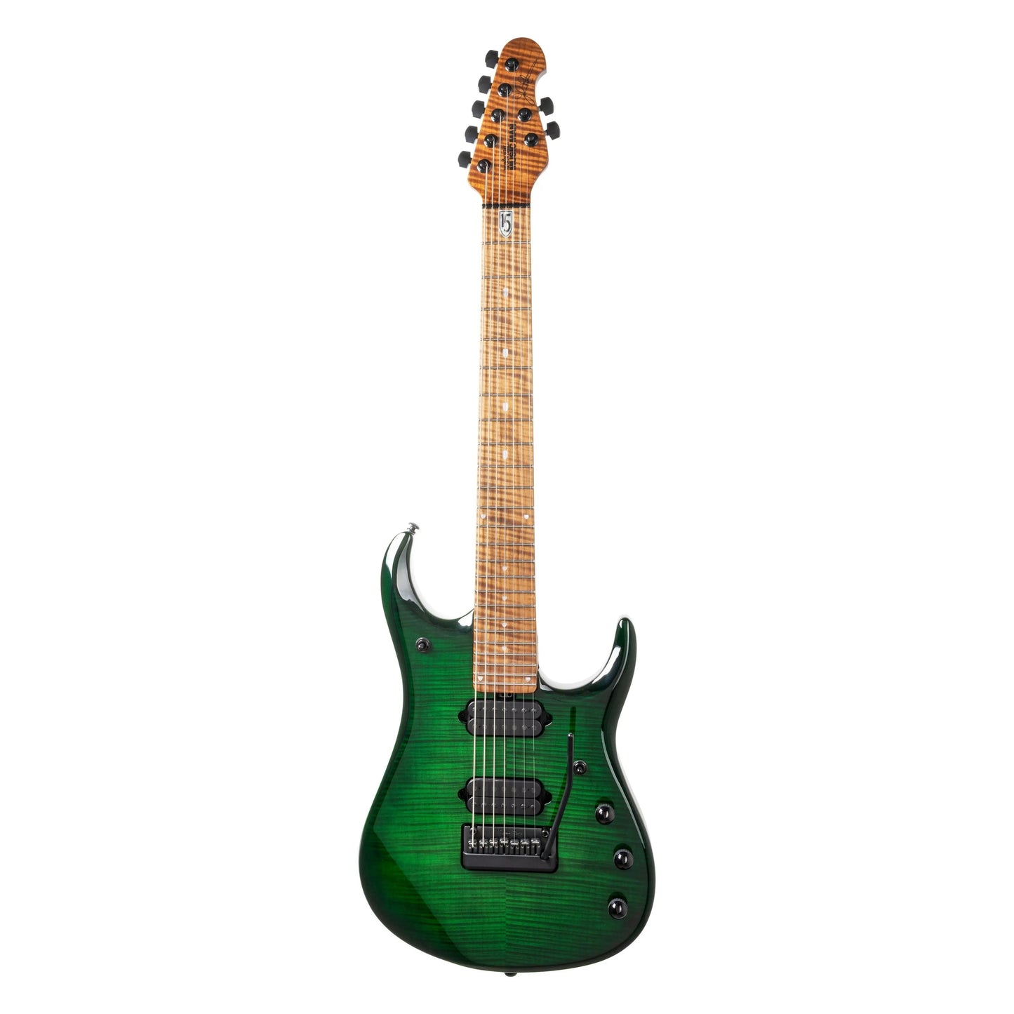 Music Man JP15 7 String - Green Tiger Eye Flame Electric Guitars Music Man Art of Guitar