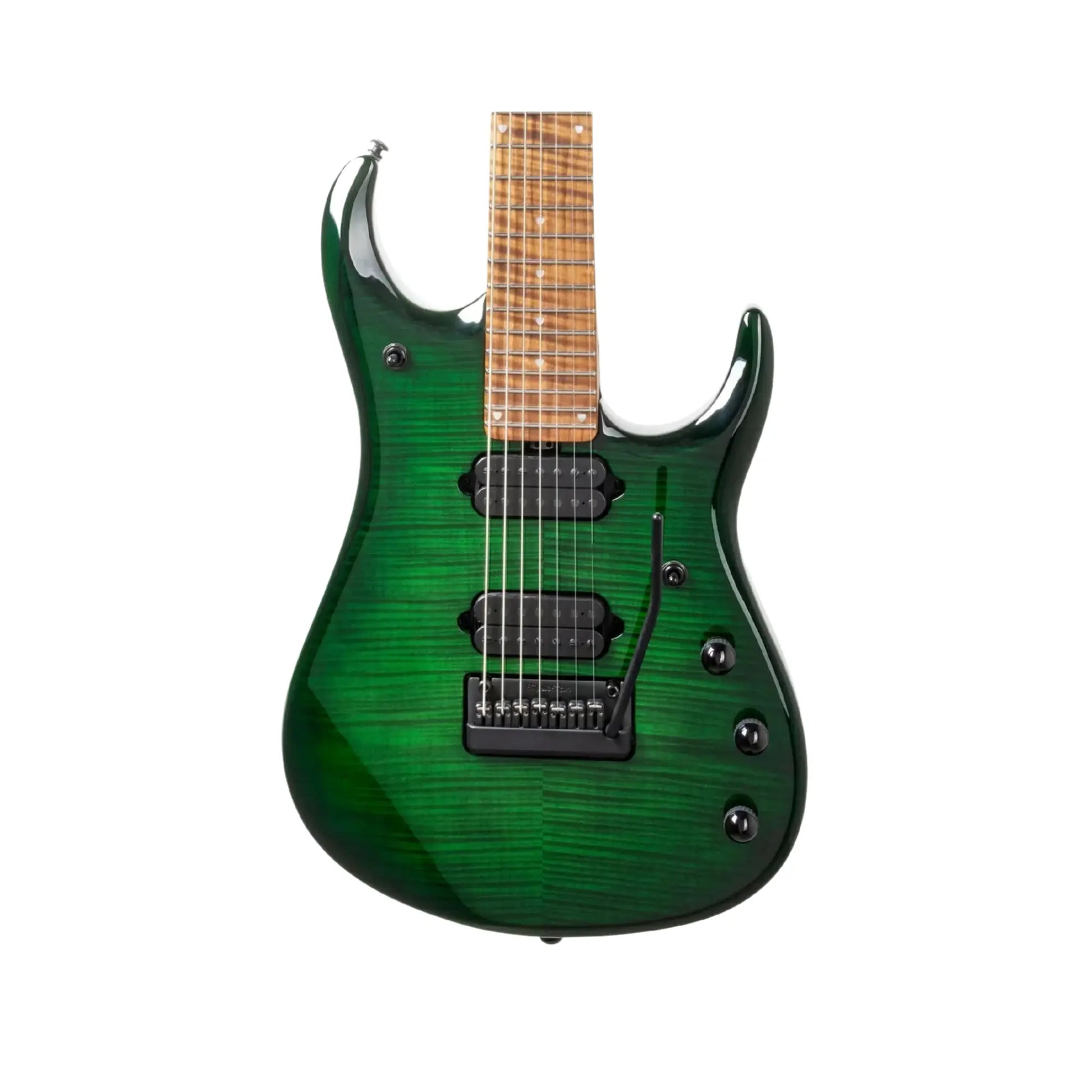 Music Man JP15 7 String - Green Tiger Eye Flame Electric Guitars Music Man Art of Guitar