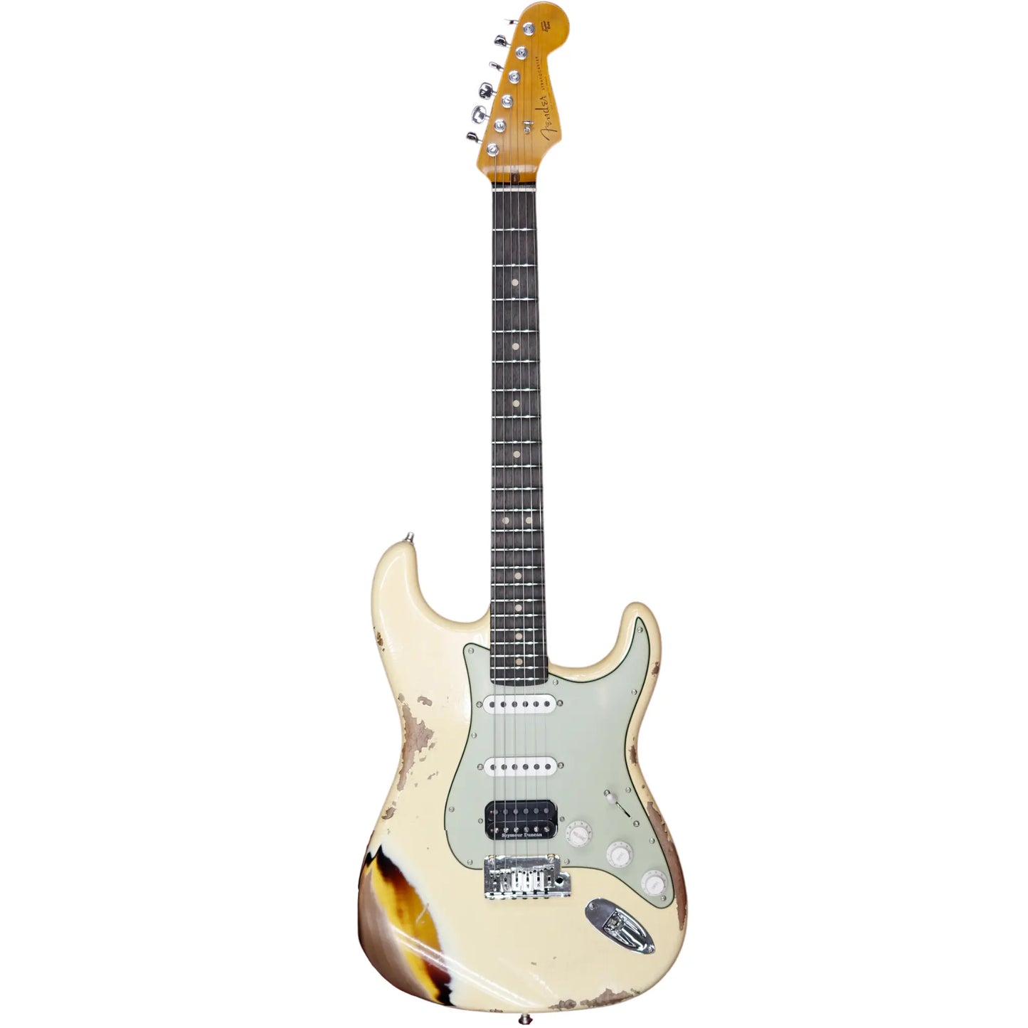 NAMM 2026 Fender Custom Shop Custom Deluxe Heavy Relic HBS-1 Stratocaster -  Aged Vintage White over 3 Tone Sunburst Electric Guitars Fender Art of Guitar