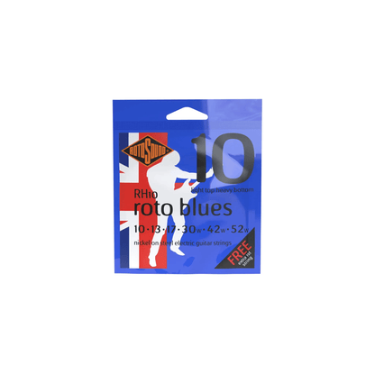 Rotosound Roto Blues RH-10 Nickel Wound Electric Guitar Strings, Light Top/Heavy Bottom (10-52) Electric Guitar Strings Rotosound Art of Guitar