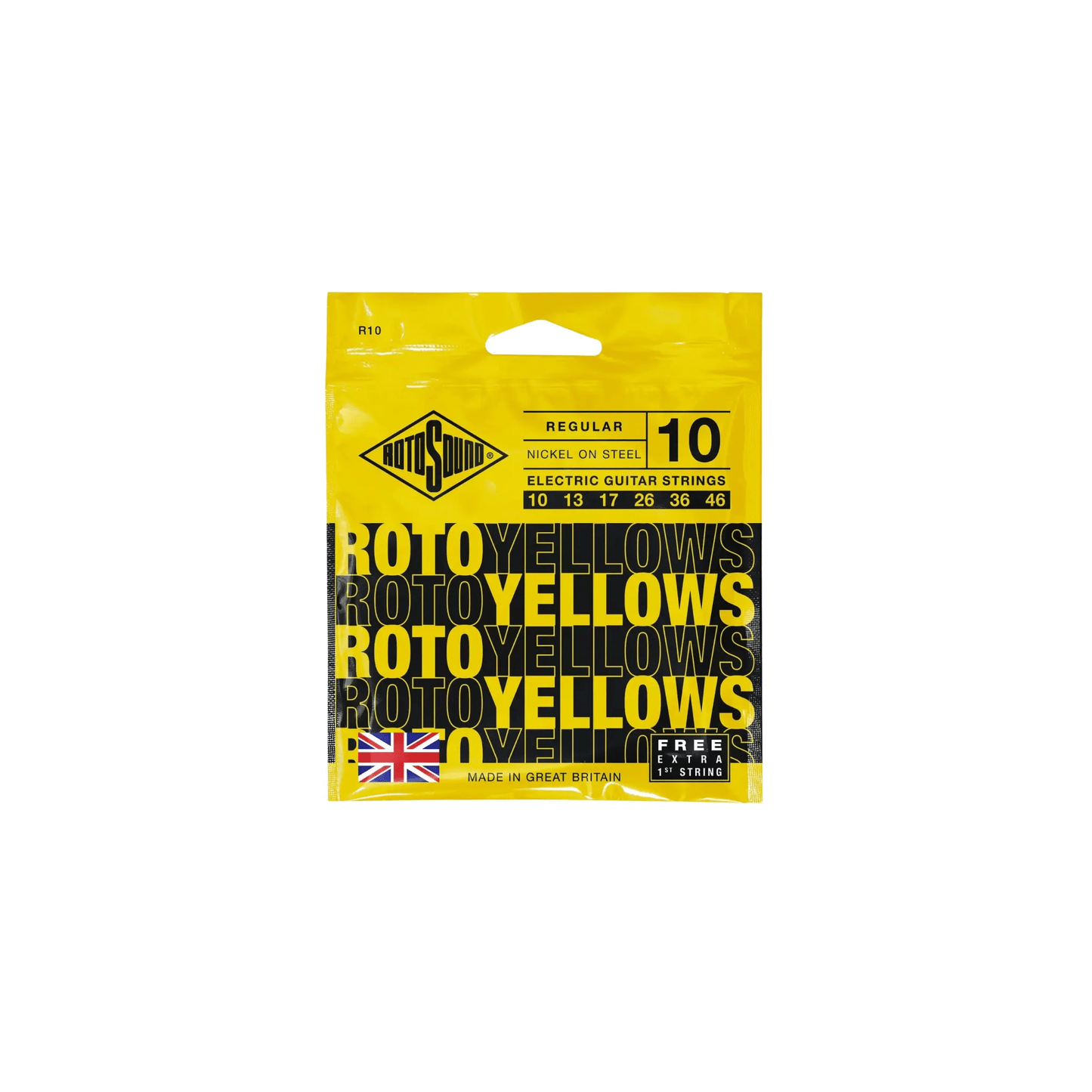 Rotosound Roto Yellows R10 Nickel Regular Gauge Electric Guitar Strings (10-46) Electric Guitar Strings Rotosound Art of Guitar