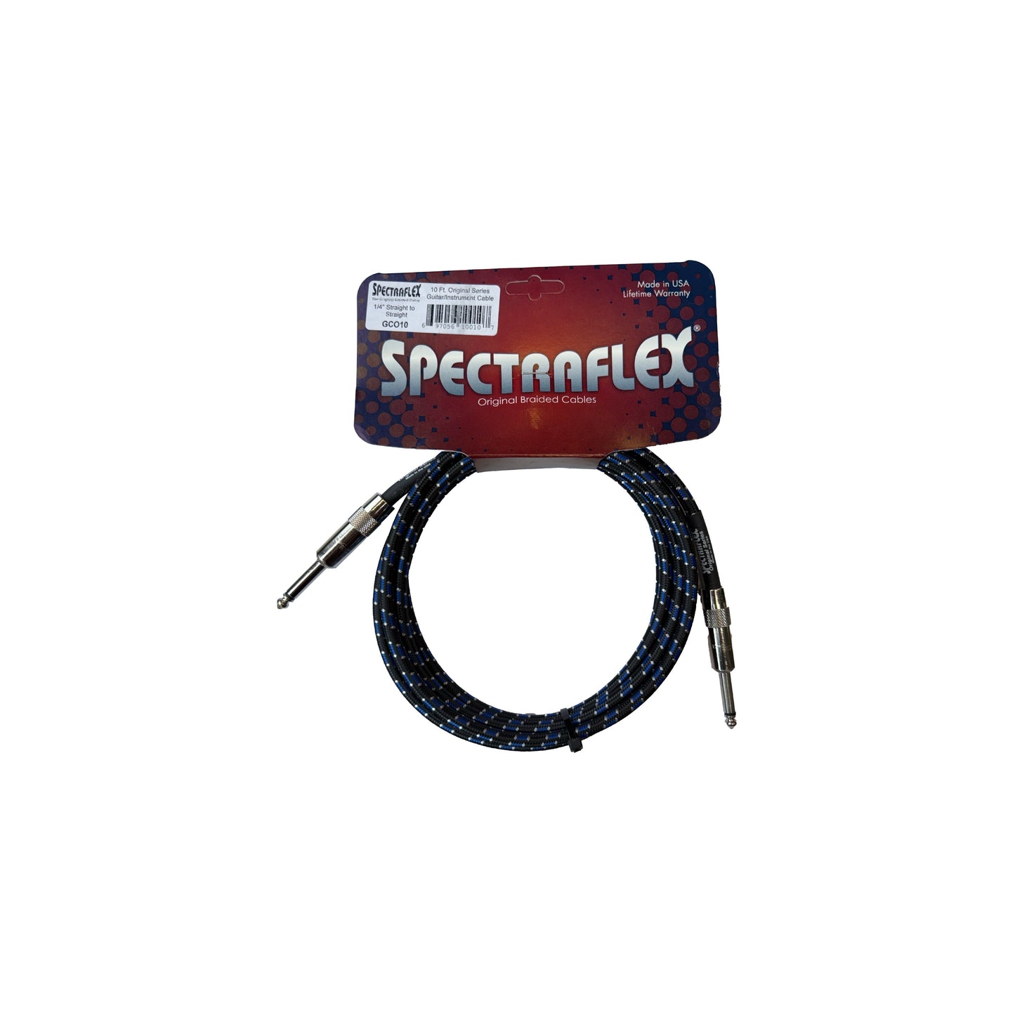 Spectraflex Original Series Braided Guitar Cable - Dual Straight Plugs - 10 Feet - GCO10 Guitar Cables Spectraflex Art of Guitar