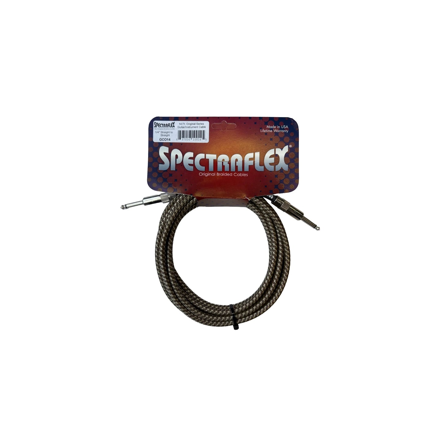 Spectraflex Original Series Braided Guitar Cable - Dual Straight Plugs - 14 Feet - GCO14 Guitar Cables Spectraflex Art of Guitar