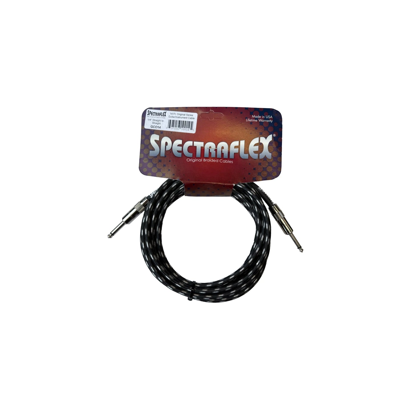 Spectraflex Original Series Braided Guitar Cable - Dual Straight Plugs - 14 Feet - GCO14 Guitar Cables Spectraflex Art of Guitar