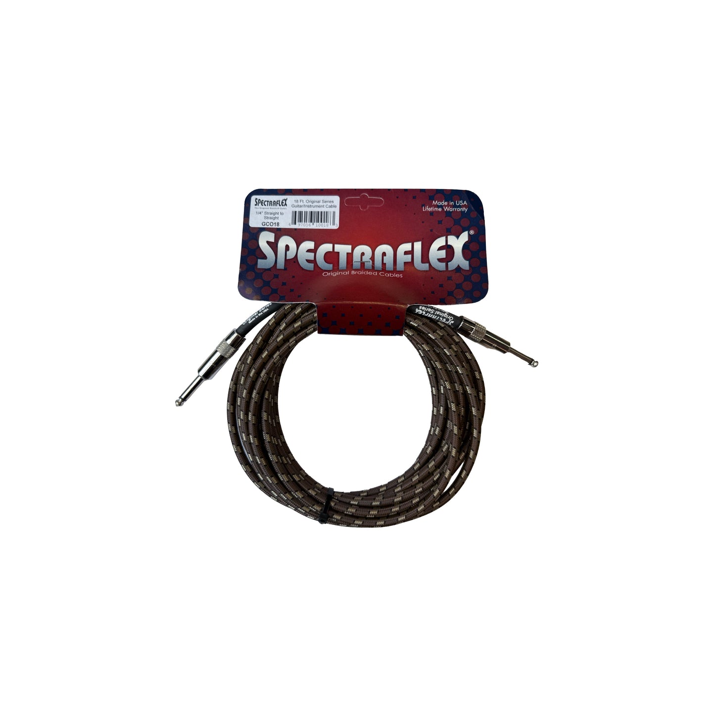 Spectraflex Original Series Braided Guitar Cable - Dual Straight Plugs - 18 Feet - GCO18 Guitar Cables Spectraflex Art of Guitar