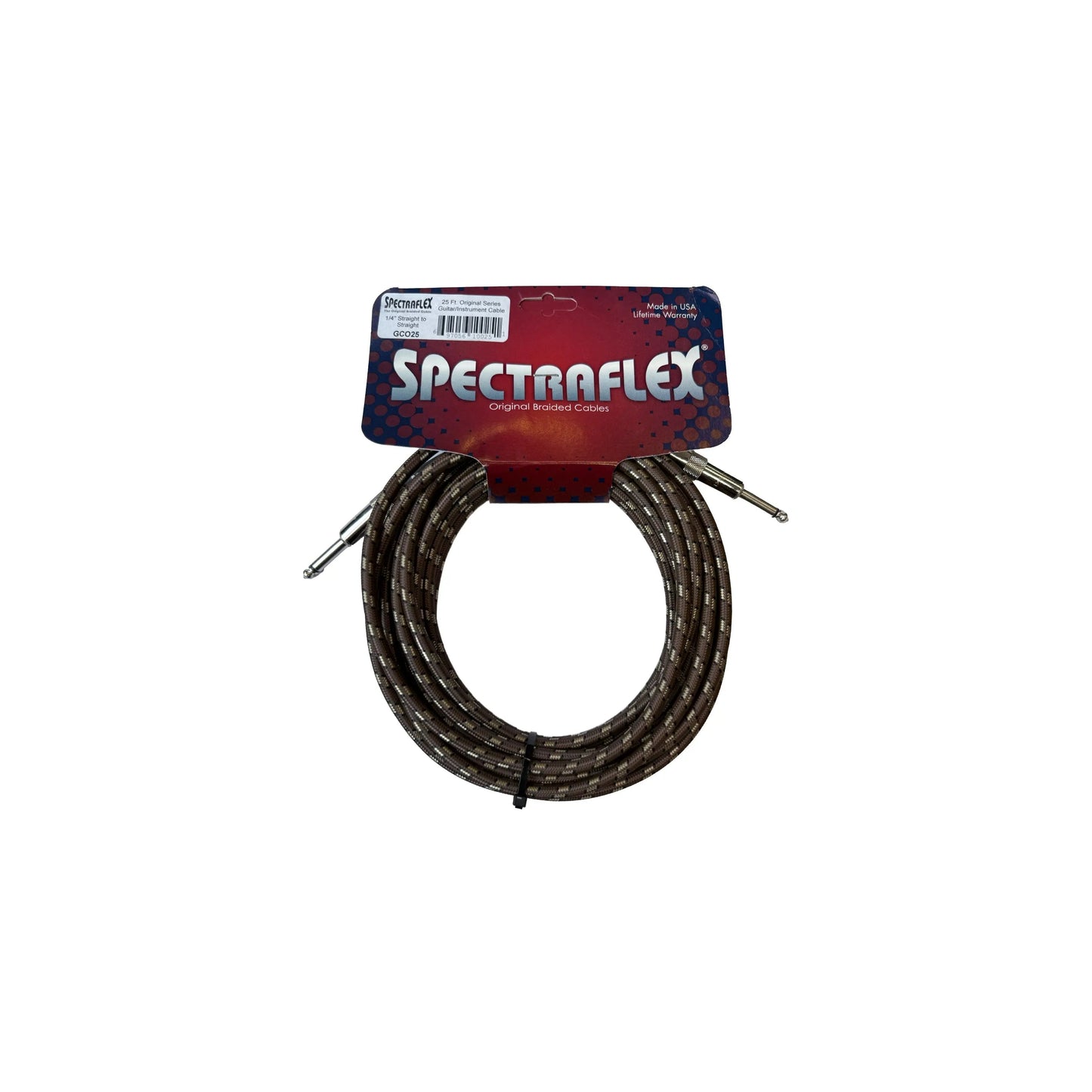Spectraflex Original Series Braided Guitar Cable - Dual Straight Plugs - 25 Feet - GCO25 Guitar Cables Spectraflex Art of Guitar