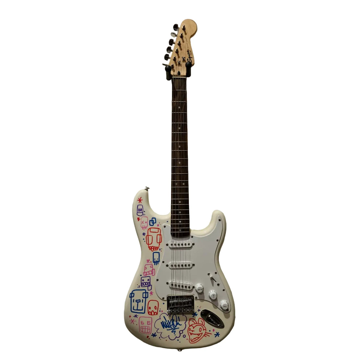 Squier Bullet Stratocaster Electric Guitar - Signed by Mike Shinoda – White (2017) Electric Guitars Squier Art of Guitar