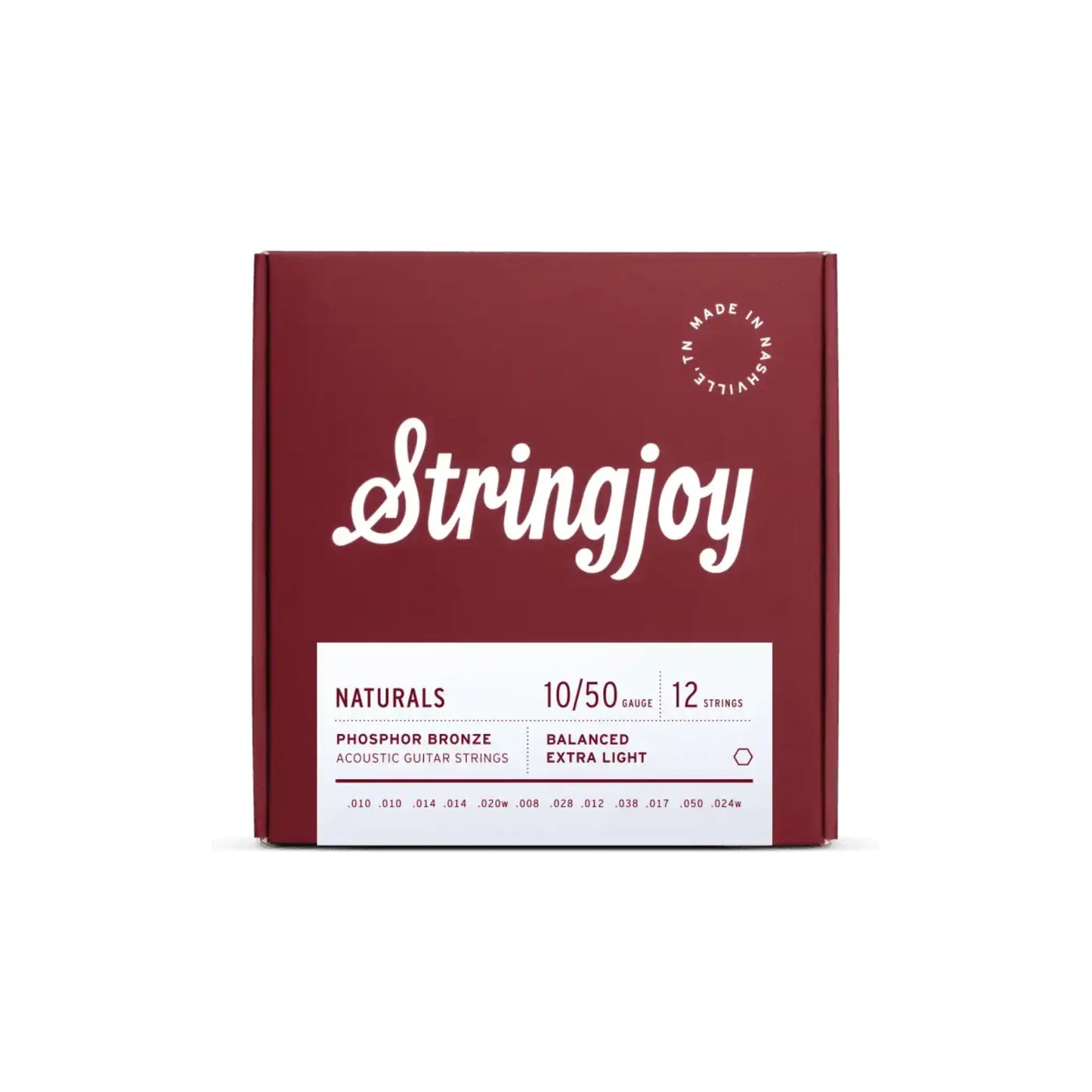 Stringjoy 10-50 12-String Extra Light Gauge Naturals - Phosphor Bronze Acoustic Guitar Strings Guitar Strings Stringjoy Art of Guitar