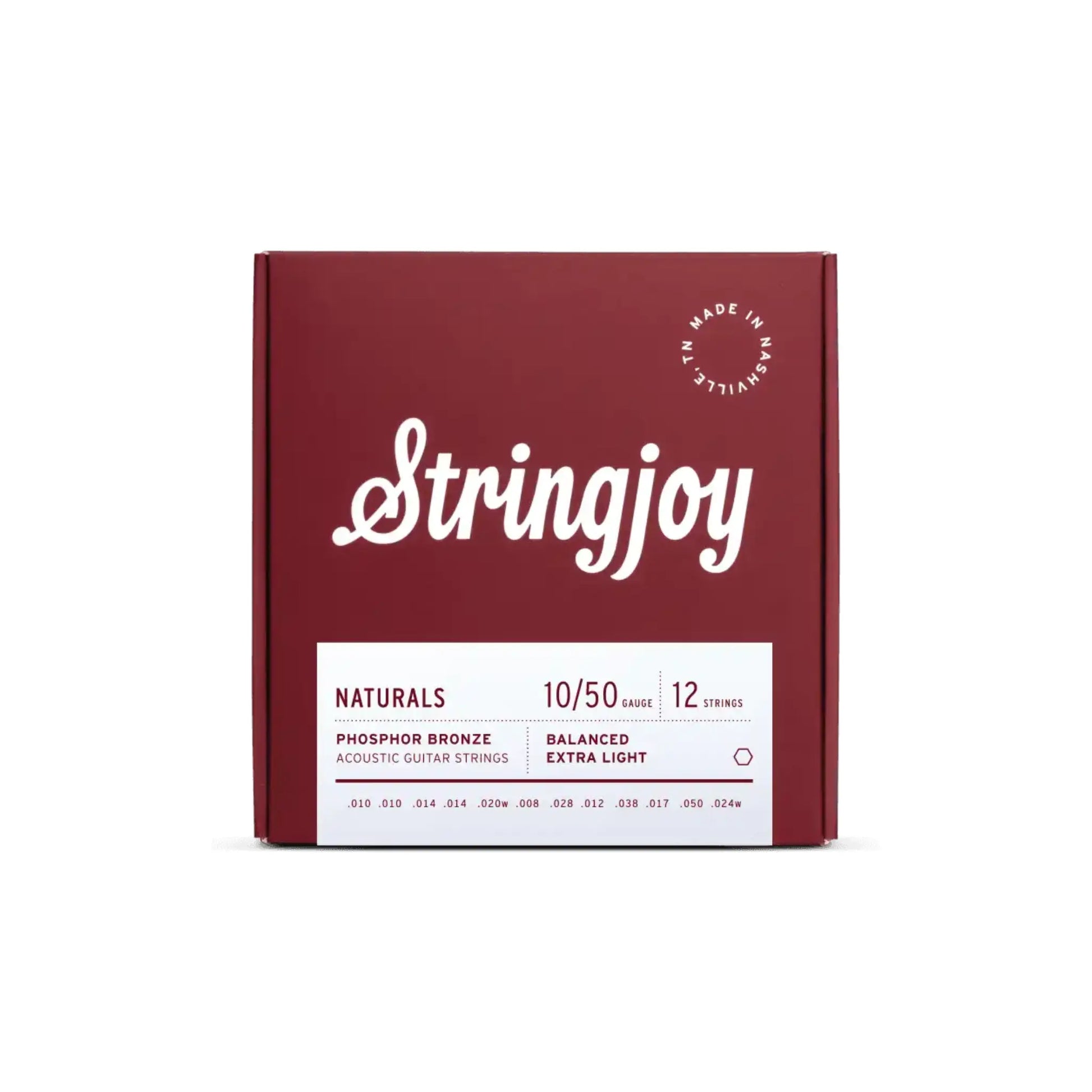 Stringjoy 10-50 12-String Extra Light Gauge Naturals - Phosphor Bronze Acoustic Guitar Strings Guitar Strings Stringjoy Art of Guitar