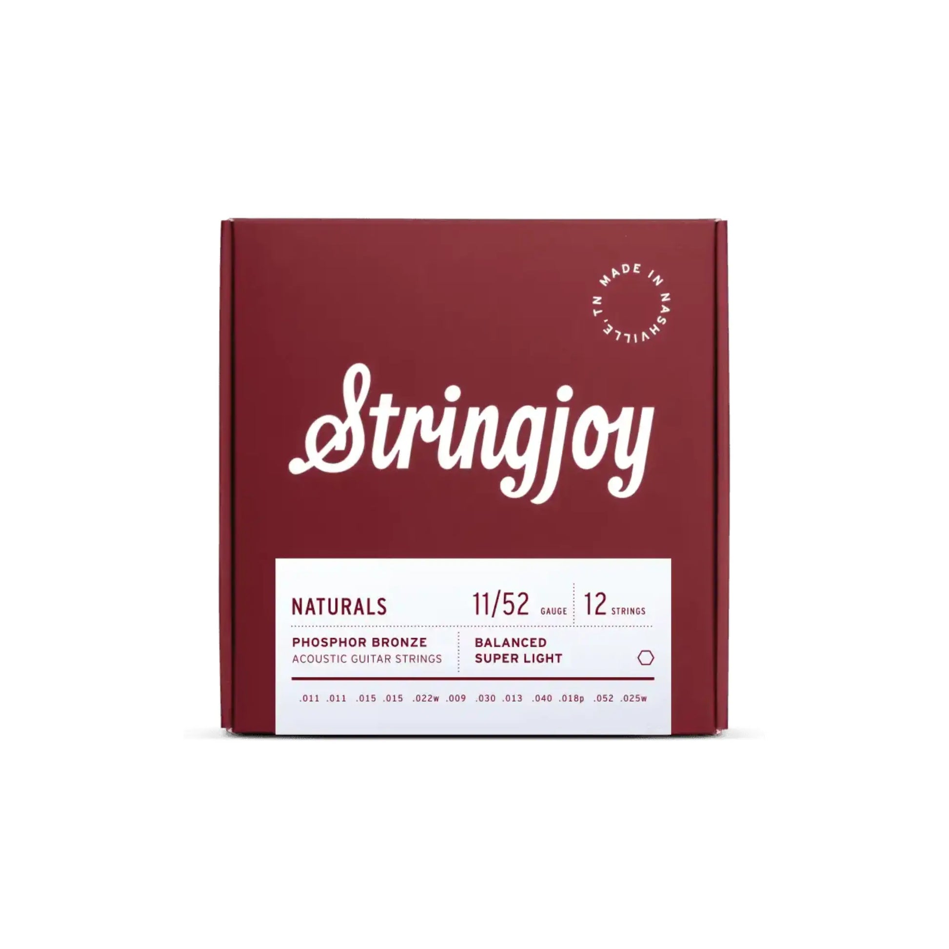 Stringjoy 11-52 12-String Super Light Gauge Naturals - Phosphor Bronze Acoustic Guitar Strings Guitar Strings Stringjoy Art of Guitar