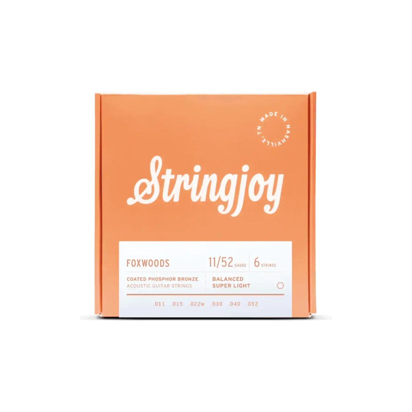 Stringjoy 11-52 Super Light Gauge Foxwoods - Coated Phosphor Bronze Acoustic Guitar Strings Acoustic Strings Stringjoy Art of Guitar