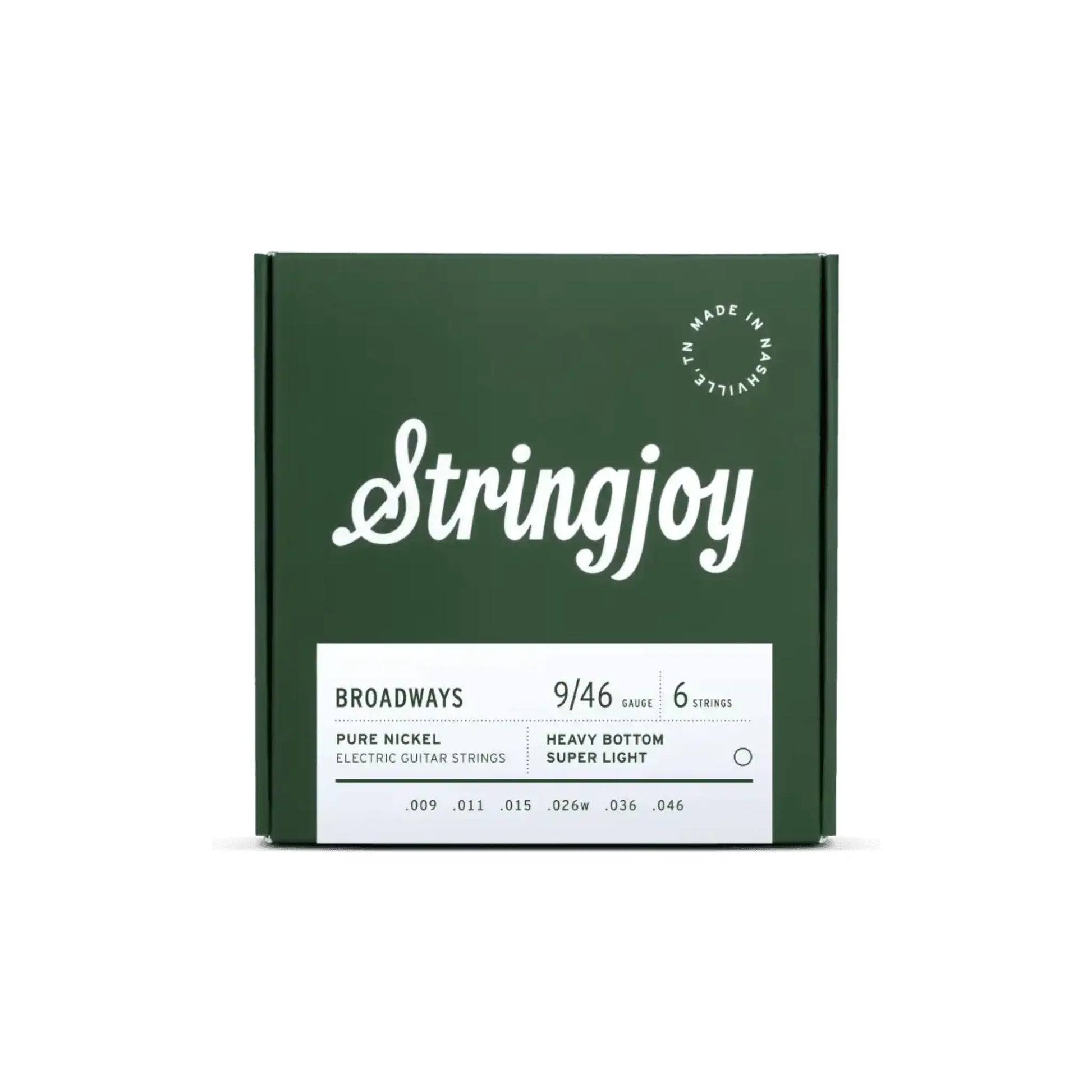 Stringjoy 9-46 Heavy Bottom Super Light Gauge Broadways - Pure Nickel Electric Guitar Strings Guitar Strings Stringjoy Art of Guitar
