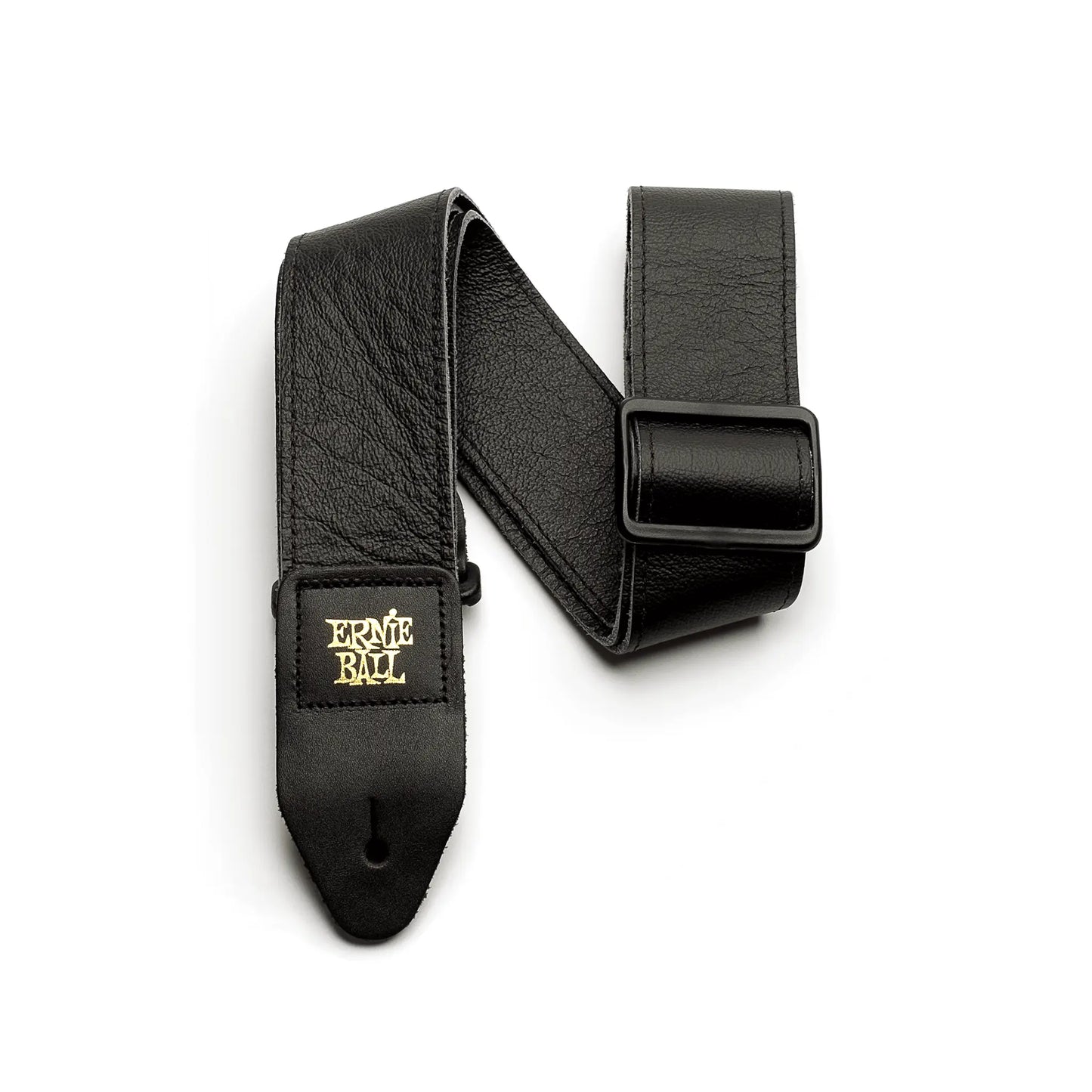 Tri-Glide 2in Italian Leather Guitar Strap/Bass Strap - Black Guitar Straps Ernie Ball Art of Guitar