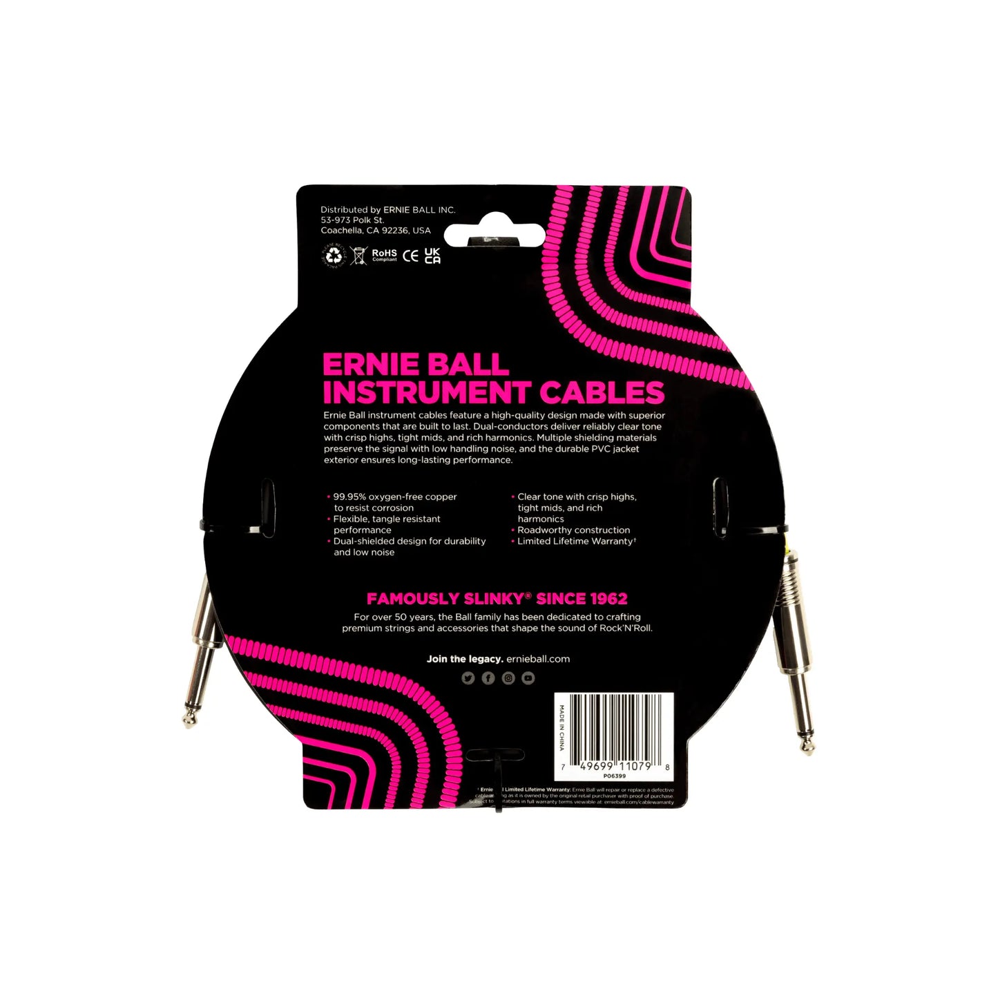 assic Instrument Cable Straight/Straight 15ft - Black Guitar Accessories Ernie Ball Art of Guitar